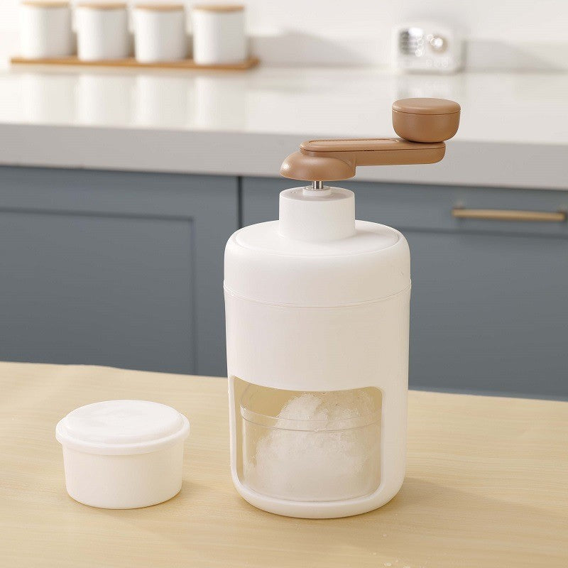 Charchi stainless steel ice crusher white manual hand crank with transparent ice container