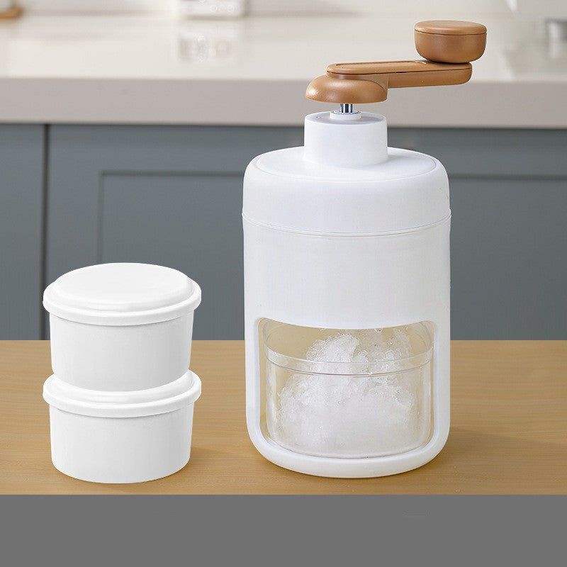 Charchi stainless steel ice crusher with manual handle and white containers for crushed ice