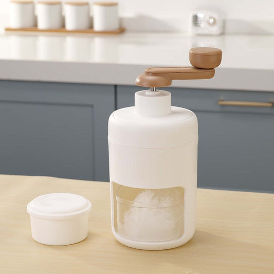 Charchi stainless steel ice crusher white manual hand crank with transparent ice container